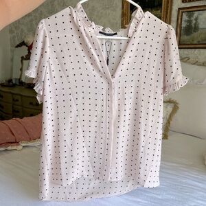 Tahari Light Blush Polka Dot Blouse